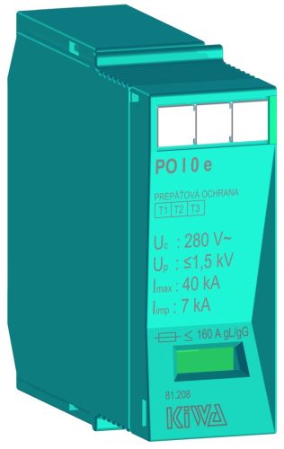 KIWA túlfeszültség levezető PO I eco 0 280V túlfeszültség levezető betét 7kA T1+T2 (B+C) cikkszám:  81.208