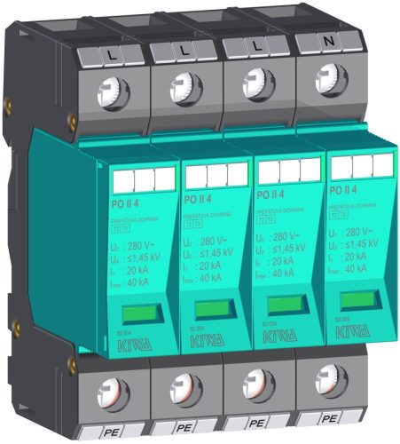 KIWA túlfeszültség levezető PO II 4 280 V túlfeszültség levezető 20kA T2 (C) cikkszám:  82.004