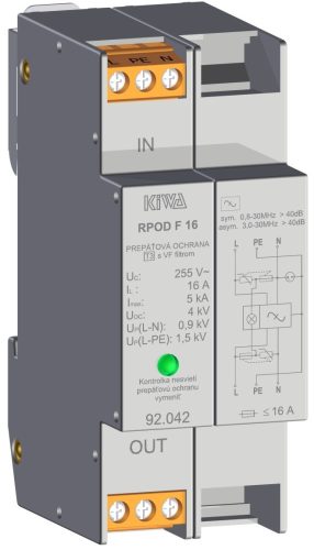 KIWA túlfeszültség levezető RPOD F 16 túlfeszültség levezető T3 (D) cikkszám:  92.042