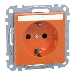   MERTEN 2P+F csatlakozóaljzat, biztonsági zsaluval, feliratozható, rugós, 16A, System-M, narancs