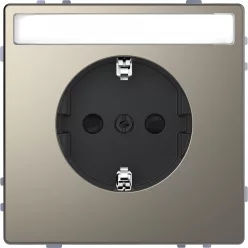   MERTEN 2P+F csatlakozóaljzat, biztonsági zsaluval, feliratozható, rugós, 16A, System-D, nikkel
