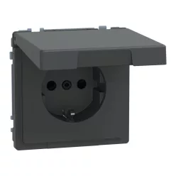   MERTEN 2P+F csatlakozóaljzat, biztonsági zsaluval, csapófedéllel, rugós, 16A, IP44, System-D, antracit