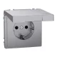MERTEN 2P+F csatlakozóaljzat, biztonsági zsaluval, csapófedéllel, rugós, 16A, IP44, System-D, acél