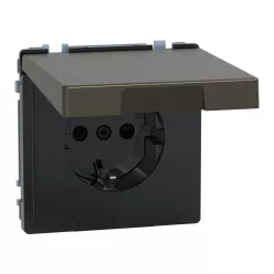   MERTEN 2P+F csatlakozóaljzat, biztonsági zsaluval, csapófedéllel, rugós, 16A, IP44, System-D, mokka