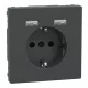 MERTEN 2P+F aljzat, biztonsági zsaluval, A+A USB töltővel, rugós, 16A / 2.4A, System-D, antracit