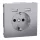 MERTEN 2P+F aljzat, biztonsági zsaluval, A+A USB töltővel, rugós, 16A / 2.4A, System-D, acél