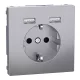 MERTEN 2P+F aljzat, biztonsági zsaluval, A+A USB töltővel, rugós, 16A / 2.4A, System-D, acél