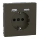 MERTEN 2P+F aljzat, biztonsági zsaluval, A+A USB töltővel, rugós, 16A / 2.4A, System-D, mokka