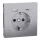 MERTEN 2P+F aljzat, biztonsági zsaluval, A+C USB töltővel, rugós, 16A / 3A, System-D, acél