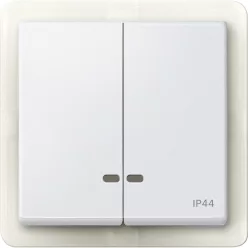   MERTEN Dupla billentyű, fényjelzős funkciókhoz, IP44, System-M, mattfehér