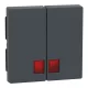 MERTEN Dupla billentyű, piros fényjelző ablakokkal, System-M, antracit