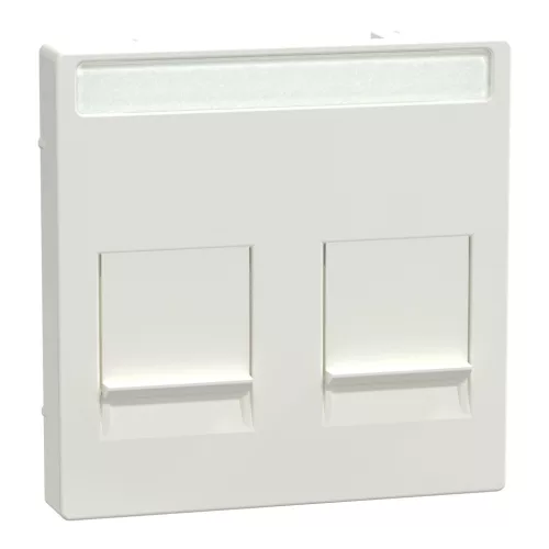 MERTEN Fedlap, 2xRJ45 moduláris betétekhez, feliratozható, System-M, polárfehér
