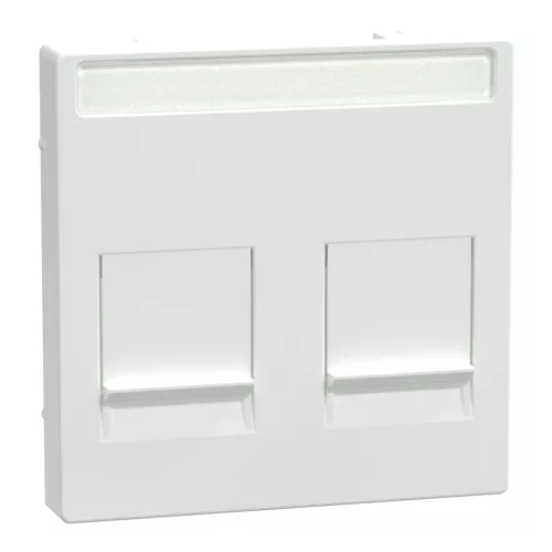 MERTEN Fedlap, 2xRJ45 moduláris betétekhez, feliratozható, System-M, aktívfehér