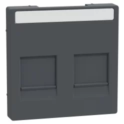   MERTEN Fedlap, 2xRJ45 moduláris betétekhez, feliratozható, System-M, fekete
