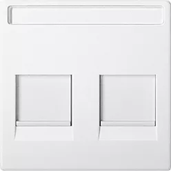   MERTEN Fedlap, 2xRJ45 moduláris betétekhez, feliratozható, System-M, mattfehér
