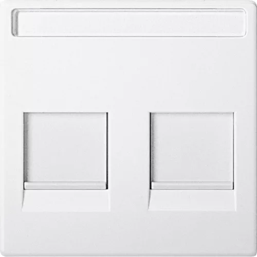 MERTEN Fedlap, 2xRJ45 moduláris betétekhez, feliratozható, System-M, mattfehér