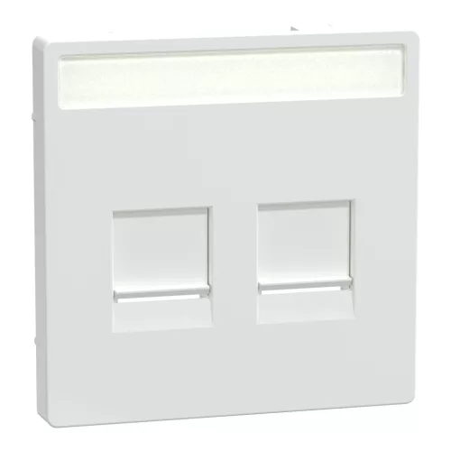 MERTEN Fedlap, 2xRJ45 moduláris betétekhez, feliratozható, System-D, lótuszfehér