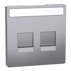   MERTEN Fedlap, 2xRJ45 moduláris betétekhez, feliratozható, System-D, acél