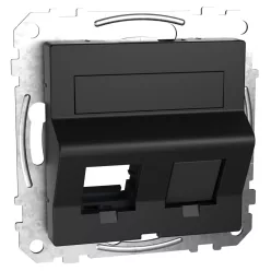   MERTEN 2xRJ45 adatpter, Lexcom betétekhez, feliratozható, System-M, fekete