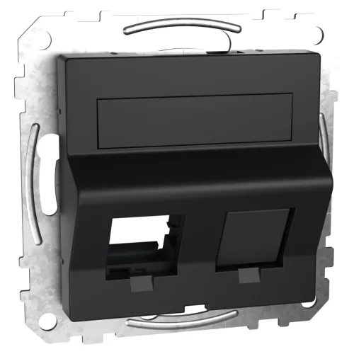 MERTEN 2xRJ45 adatpter, Lexcom betétekhez, feliratozható, System-M, fekete