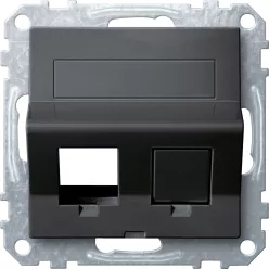   MERTEN 2xRJ45 adatpter, Lexcom betétekhez, feliratozható, System-M, antracit