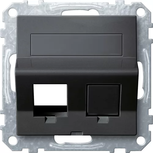 MERTEN 2xRJ45 adatpter, Lexcom betétekhez, feliratozható, System-M, antracit