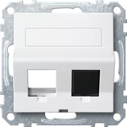   MERTEN 2xRJ45 adatpter, Lexcom betétekhez, feliratozható, System-M, mattfehér