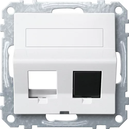 MERTEN 2xRJ45 adatpter, Lexcom betétekhez, feliratozható, System-M, mattfehér