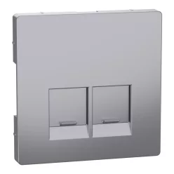 MERTEN Fedlap, 2xRJ45 aljzathoz, System-D, acél