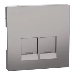 MERTEN Fedlap, 2xRJ45 aljzathoz, System-D, nikkel