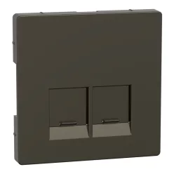 MERTEN Fedlap, 2xRJ45 aljzathoz, System-D, mokka