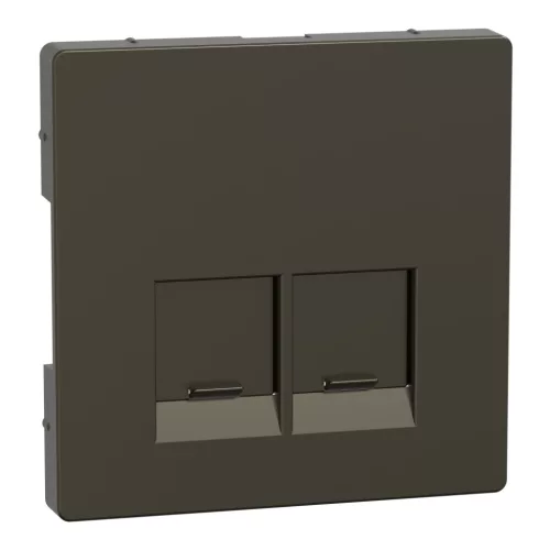MERTEN Fedlap, 2xRJ45 aljzathoz, System-D, mokka
