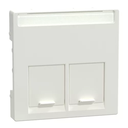 MERTEN Fedlap, 2xRJ45 aljzathoz, feliratozható, System-M, polárfehér