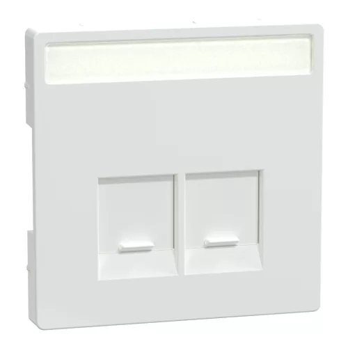 MERTEN Fedlap, 2xRJ45 aljzathoz, feliratozható, System-D, lótuszfehér