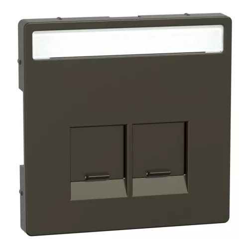 MERTEN Fedlap, 2xRJ45 aljzathoz, feliratozható, System-D, mokka