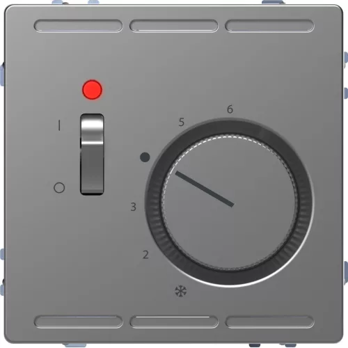 MERTEN Szobatermosztát, kapcsolóval, 24 V, System-D, acél