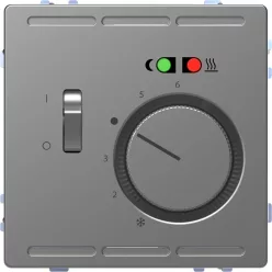   MERTEN Padlótermosztát, kapcsolóval, 250 V, 10A, System-D, acél