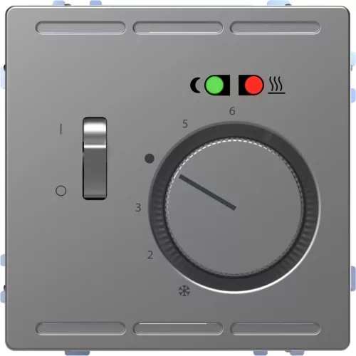 MERTEN Padlótermosztát, kapcsolóval, 250 V, 10A, System-D, acél