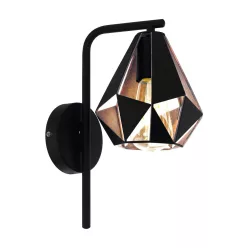 CARLTON4 FALI E27 1X60W FEKETE/VRÉZ@
