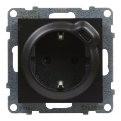 SUNO 2P+F CSATLALJ.RUG.+USB-C FEKET