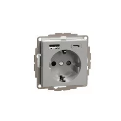 MERTEN 2P+F ALJ.BZS 2XUSB TÖLT. ALU
