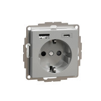MERTEN 2P+F ALJ.BZS 2XUSB TÖLT. ALU