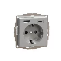 MERTEN 2P+F ALJ.BZS 2XUSB TÖLT. ALU