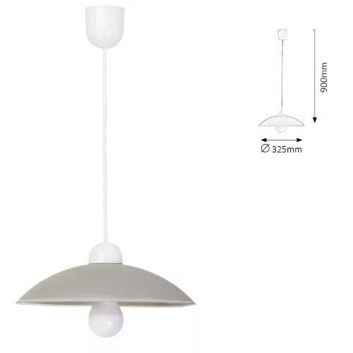 CUPOLA függ.E27 60W fix szürke@