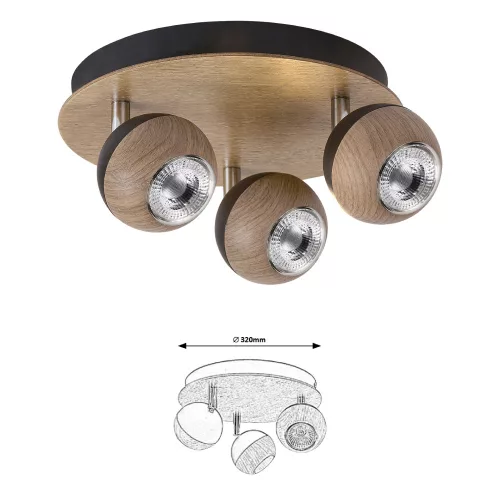 ARTHUR spot 3×GU10 35W tölgy/fk.#