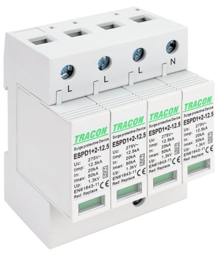 TÚLFESZ. LEVEZETŐ T1+T2 AC  4P 50kA