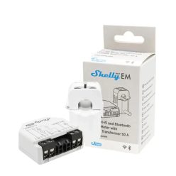   Shelly EM Gen3 egyfázisú, 2 áramkörös fogyasztásmérő modul, 1 db 50A áramváltóval