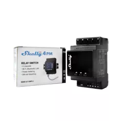   Shelly Pro 4PM négy áramkörös WiFi + Ethernet + Bluetooth okosrelé, kapcsolóbemenettel, DIN-sínre szerelhető