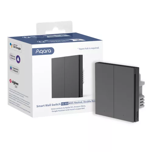 AQARA H1 2 gombos Zigbee 3.0 okos villanykapcsoló (fázis+nulla), szürke