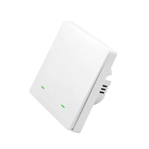 SmartWise B62 UNI Zigbee 3.0 + RF, univerzális bekötésű, 2 áramkörös, fizikai nyomógombos okos villanykapcsoló, fehér